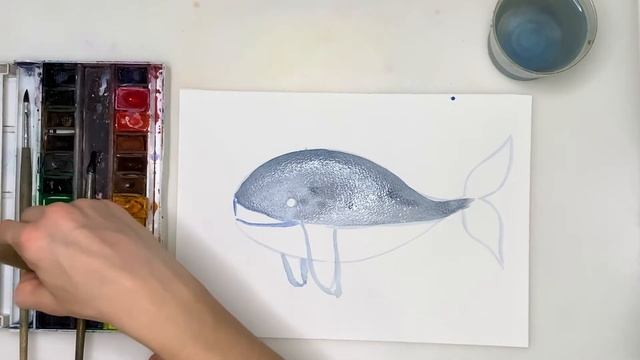 Как нарисовать кита поэтапно. Рисуем кита шаг за шагом акварелью. Урок рисования для детей. смотреть онлайн