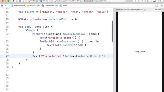 Основы SwiftUI / Урок 9 / @State + Picker смотреть онлайн