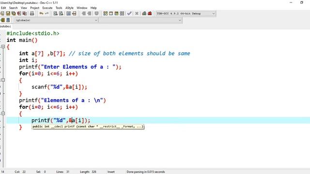C program to copy elements from one array to another array. смотреть онлайн
