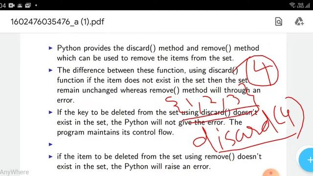 Python discard and remove method смотреть онлайн