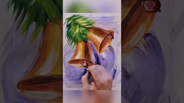 КАК НАРИСОВАТЬ РОЖДЕСТВЕНСКИЕ КОЛОКОЛЬЧИКИ ГУАШЬЮ #Shorts смотреть онлайн