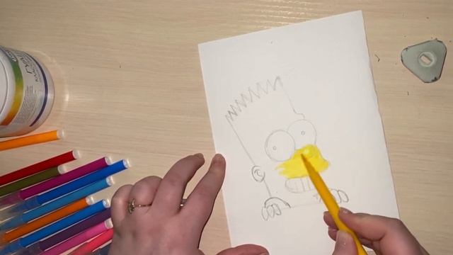 Как нарисовать Симпсона фломастерами или маркерами? Простой рисунок для ЛД. Рисуем вместе смотреть онлайн