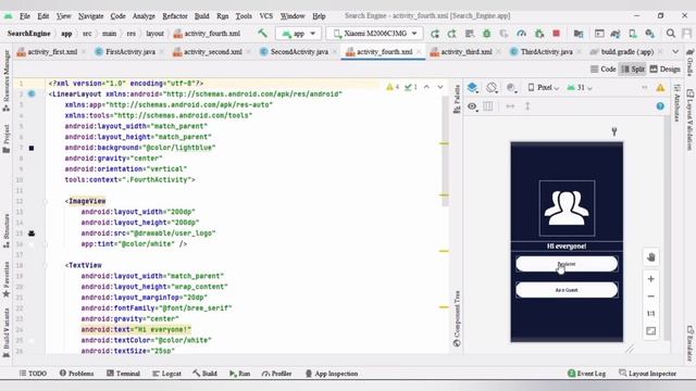 Android project | Search Engine in android Studio | 18264 | #android #xml #java #bscs7m смотреть онлайн