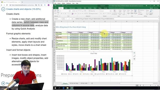 Ôn thi MOS Excel 2016: 5.1.3. Hoán chuyển dòng cột biểu đồ (Switch between rows and columns) смотреть онлайн