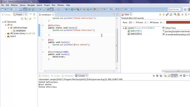 Java JUnit Test Timeout смотреть онлайн