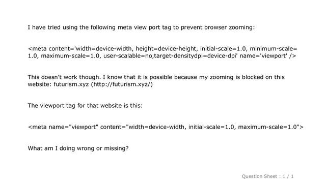 HTML : How to prevent desktop browser (Chrome, Safari) from zooming a webpage смотреть онлайн