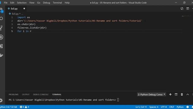 Python Example 5: Rename folders inside a directory смотреть онлайн