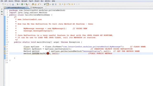 HOW CAN WE USE REFLECTION TO CALL JAVA METHOD AT RUNTIME DEMO смотреть онлайн