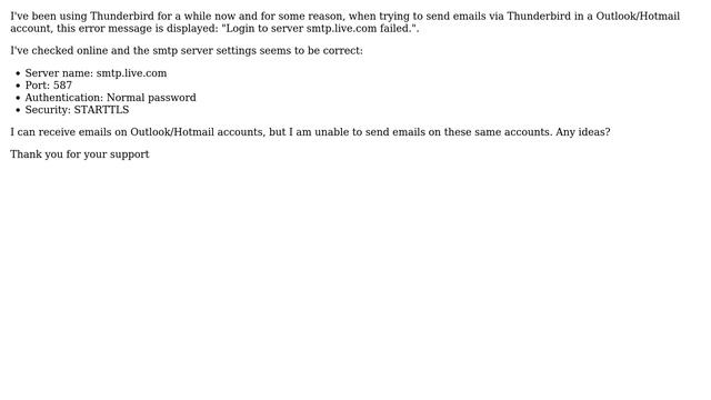 Thunderbird can't send emails - SMTP error смотреть онлайн