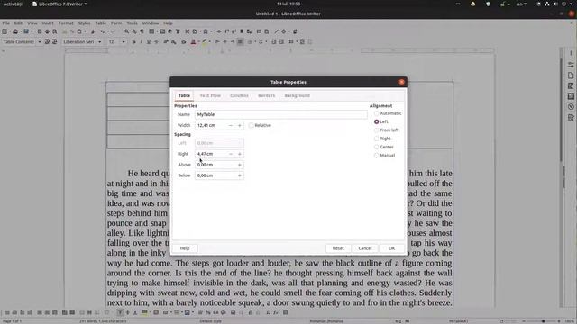 Positioning a table in LibreOffice Writer смотреть онлайн