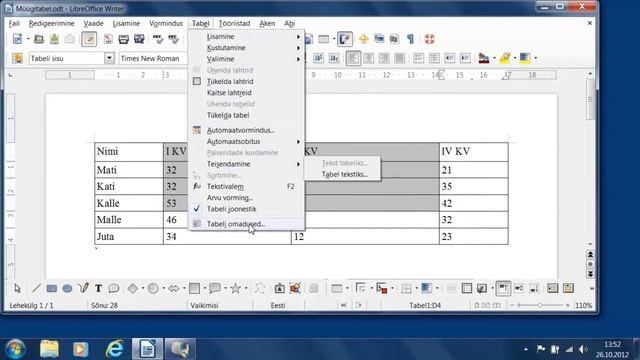 LibreOffice Writer - 8 Tabeli vormindamine смотреть онлайн