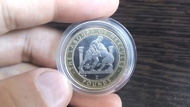 Биметаллические монеты стран мира Гибралтар 2 фунта 1997 (29) Немейский лев Подвиги Геракла смотреть онлайн