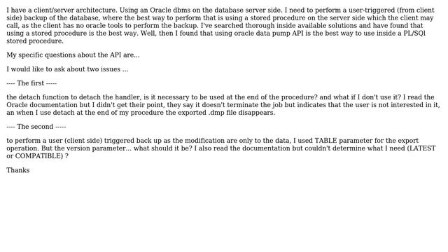 Databases: Specific issue on data pump API in oracle смотреть онлайн