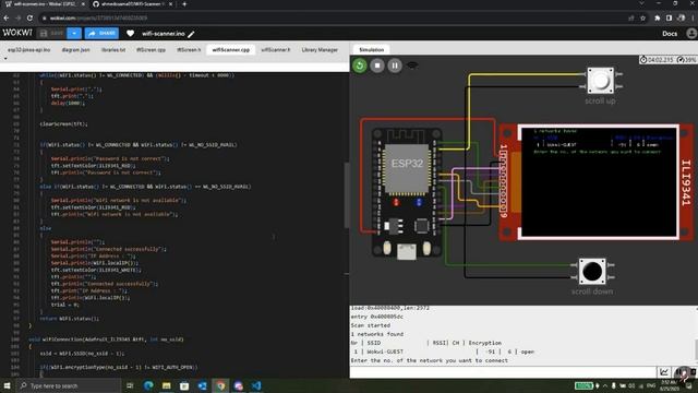 Wireless Network Scanner using ESP32, TFT Display, and Wokwi Simulation смотреть онлайн