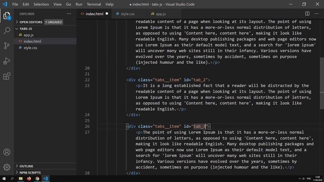 Javascript практика. Создание табов на javascript. Уроки JS смотреть онлайн