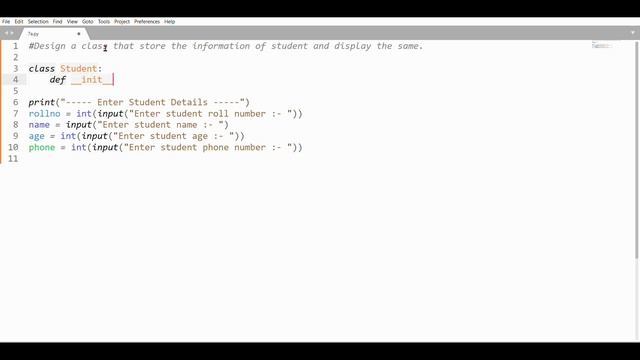 Python Class | Design a class that store the information of student and display the same смотреть онлайн