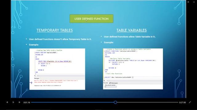 DIFFENECE BETWEEN TABLE VARIABLE AND TEMPORARY TABLE IN SQL SERVER смотреть онлайн