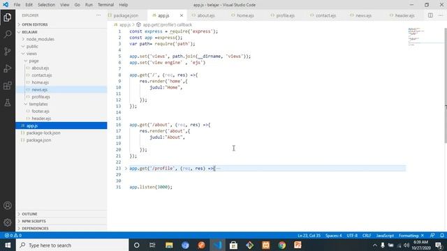 Node Js 7 ejs Part 2 смотреть онлайн