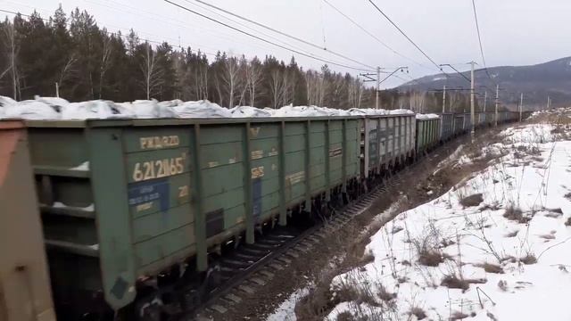 2ЭС6-805 и 2ЭС6-806 с перегоняемым ТЭМ7А-0097 смотреть онлайн