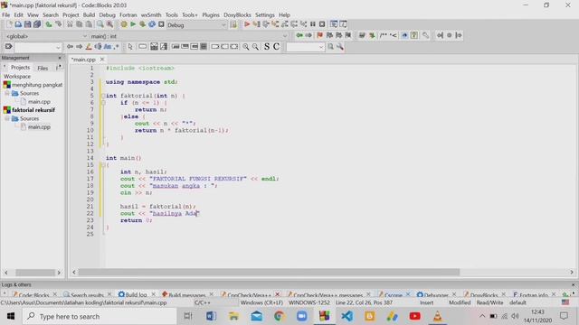 Cara membuat program menghitung faktorial menggunakan fungsi rekursif di c++ смотреть онлайн