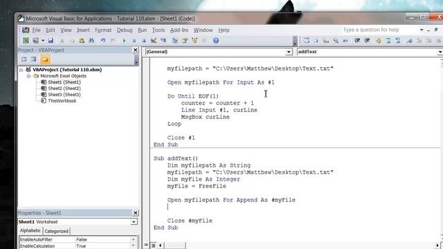 Excel 2010 VBA Tutorial 111 - Adding data to a text file смотреть онлайн