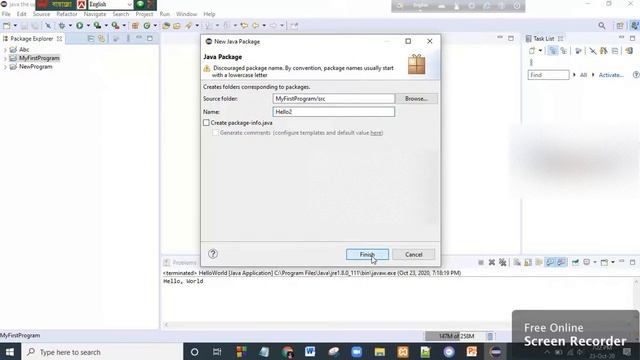 How to write hello world java program For beginners from open project to create class in one video. смотреть онлайн