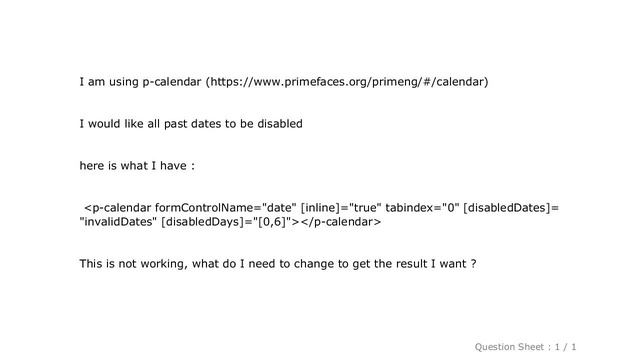 HTML : How can I disable past dates in angular p-calendar? смотреть онлайн
