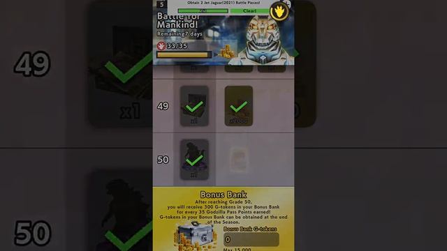 Godzilla 2021 and Jet Jaguar Unlock in Grade 50 Battle Pass Godzilla Battle line for mankind #short смотреть онлайн