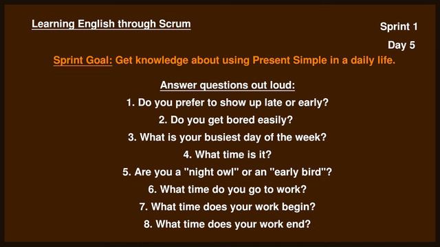 Sprint 1 || Day 5 || English through Scrum || Present Simple смотреть онлайн