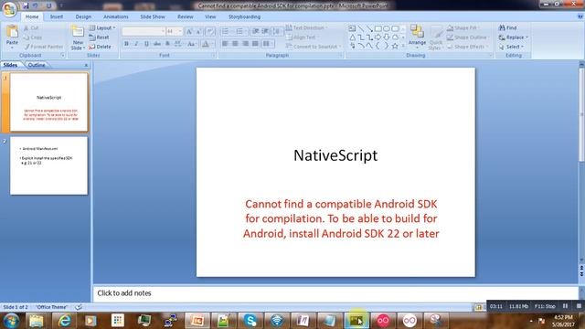 Nativescript: Cannot find a compatible Android SDK for compilation смотреть онлайн