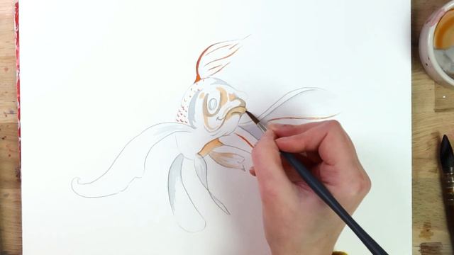 Tuto Aquarelle poisson - améliorer sa technique en s’amusant 🐠 l’astuce des sous couches смотреть онлайн