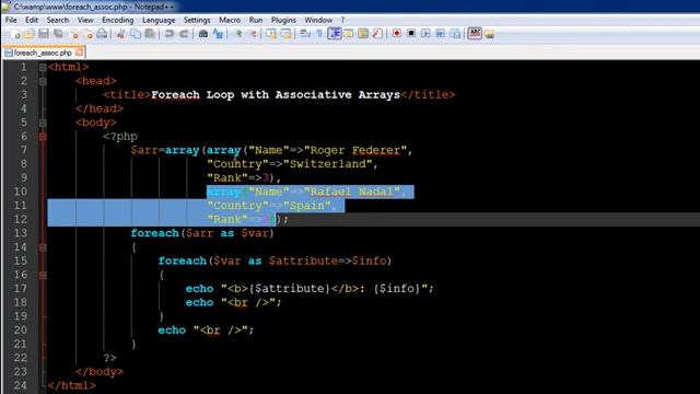 PHP & MySQL Tutorial 30 Looping through Associative Arrays using Foreach Loop YouTube смотреть онлайн