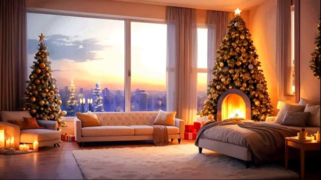 COZY BEDROOM CHRISTMAS JAZZ AMBIANCE MUSIC I RELAXING FIREPLACE CHRISTMAS VIBES смотреть онлайн