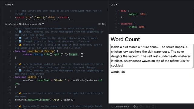 JavaScript by Example: Word Count Tool смотреть онлайн