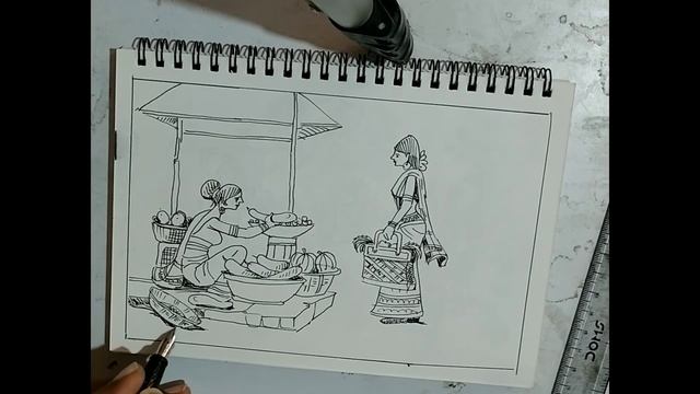 sketch vegetables market with fountain pen смотреть онлайн