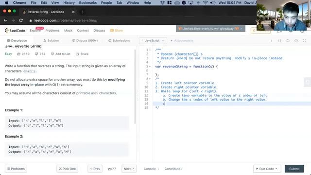 How to Solve "344 Reverse String" on LeetCode? - Javascript смотреть онлайн