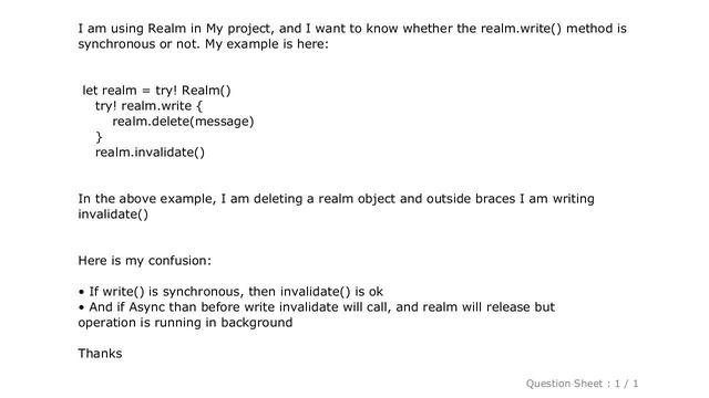 iOS : Swift Realm Write method is Sync or Async Thread смотреть онлайн