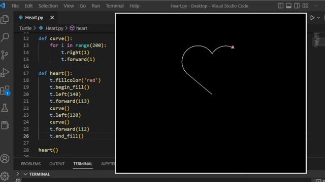 Draw a Heart & Write 'I LOVE YOU' in Python Turtle ❤️ | Python Turtle Programming смотреть онлайн
