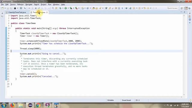 How to cancel the Timer and timertask using cancel method of Timer class? | Timer and TimerTask смотреть онлайн