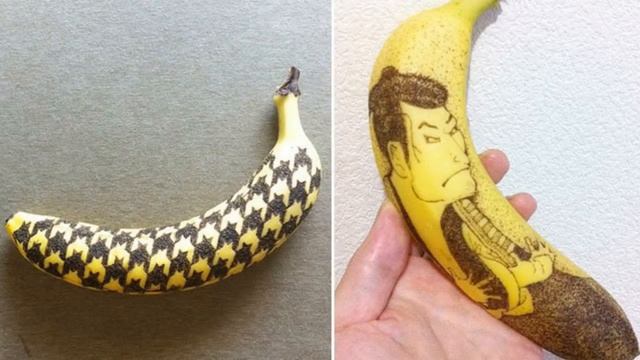 Рисунки на банановой кожуре