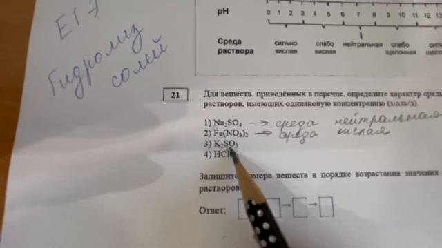 ЕГЭ-2022 Гидролиз солей с использованием шкалы рH водных растворов электролитов смотреть онлайн