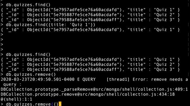 Removing documents from MongoDB with mongo client cs5610o sp20 12106 смотреть онлайн