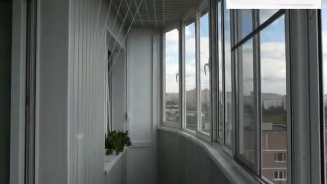 Лоджия 6 м с закруглением, раздвижное холодное остекление из алюминия Проведал(PROVEDAL), шкафы. смотреть онлайн