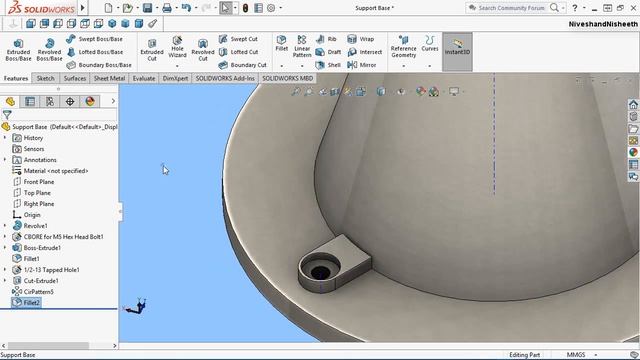 Support Base || SolidWorks Tutorial смотреть онлайн
