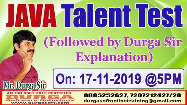 DURGASOFT JAVA Talent Test On 17-11-2019 @5PM смотреть онлайн