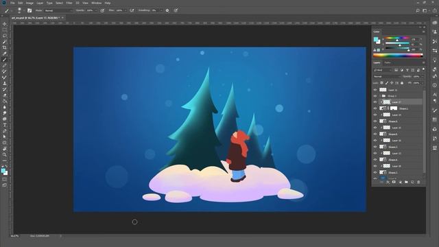 Новогодняя открытка. Быстрая зарисовка в PHOTOSHOP смотреть онлайн