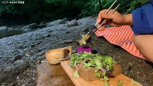 텐트도 없이 모기장도 없이 혼자 타프만 치고 잤다 | 와일드캠핑 | 나무와 돌을 이용해서 타프설치 смотреть онлайн