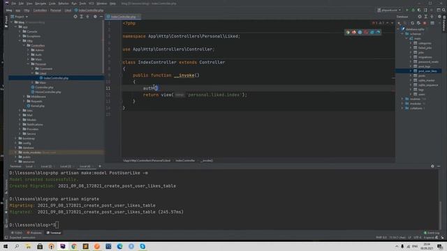 Laravel создание Блога 33. Структура в бд для лайков и их отображение в личном кабинете смотреть онлайн