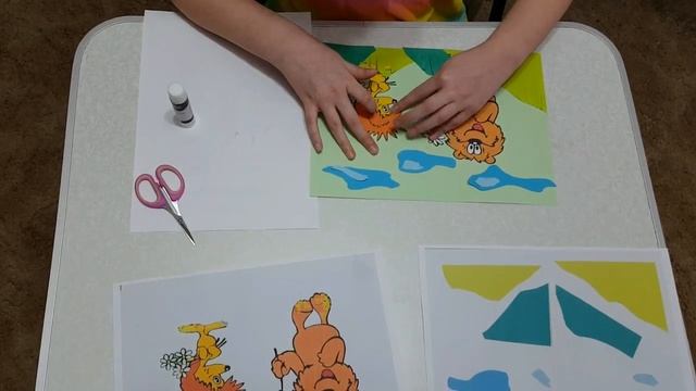 Медвежонок и Ежик Аппликация из цветной бумаги с шаблоном для скачивания смотреть онлайн