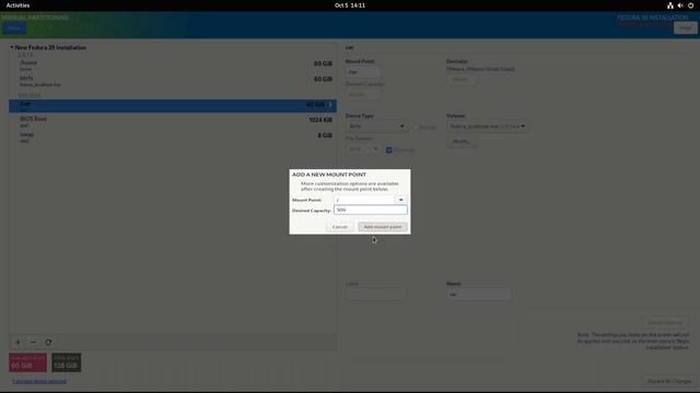 How To Install Fedora 39 Workstation With Manual Partitions | Fedora 39 GNOME 45